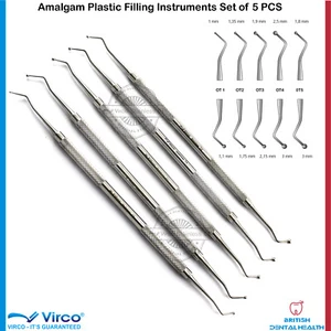 AMALGAM COMPOSITE FILLING INSTRUMENT SET 5 DENTAL GERMAN ST STEEL - Bild 1 von 4