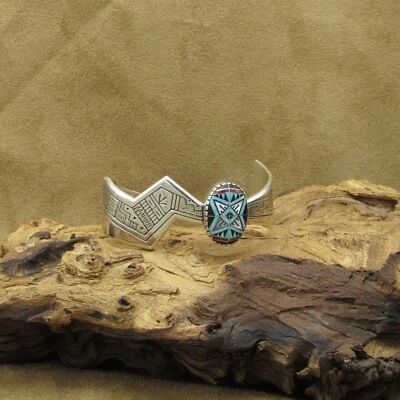 Vintage Sterling Silver RMT Roderick Tenorio Morning Star Cuff Bracelet - Image 1 of 4