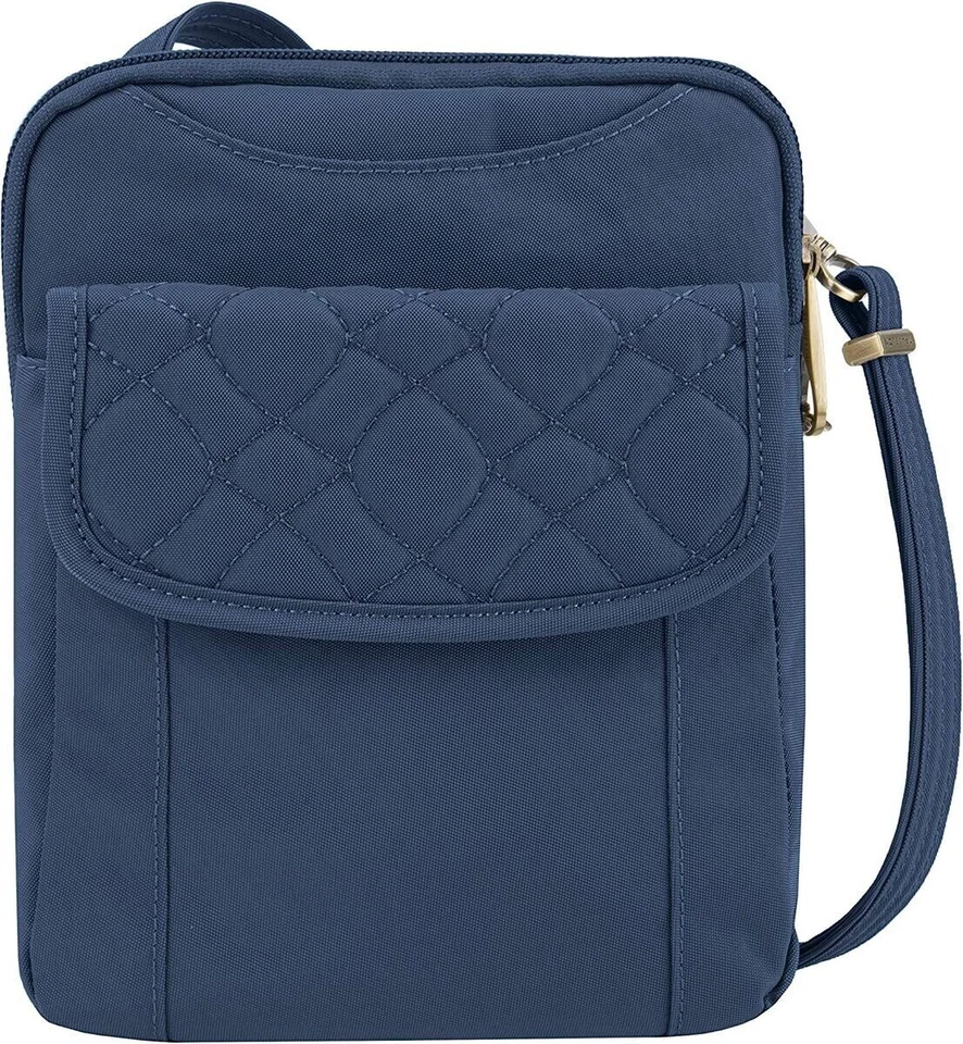 Travelon Anti-theft Signature Quilted Slim Pouch Bag Ocean