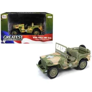 Auto World Greatest Generation WW2 Willys MB Jeep Camouflage MEDIC 1:18 NEW - Picture 1 of 4