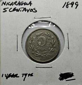 Nicaragua 5 Centavos 1899 KM9 Fine World Coin - Picture 1 of 8