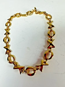 Vintage Bracelet Chain XO Goldtone Dainty Tennis 6.5 in - Picture 1 of 5