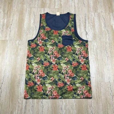 Camiseta sin mangas Hollister para hombre talla M malla multicolor estampado floral musculoso Foto 1 de 4