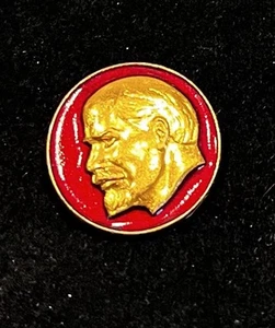 Vladimir Lenin Communist USSR Russian Pin Badge Round Red Pin - Picture 1 of 5