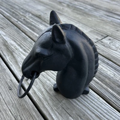 老式重型铸铁马术马头挂柱 10 英寸状况完好 — 第 1/4 张图片