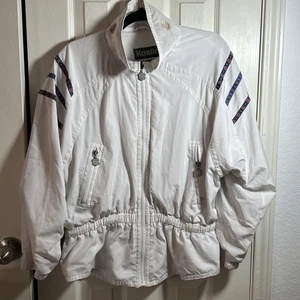 Vintage Kaelin Women’s Size Medium White Windbreaker Track Full-Zip Lined - Picture 1 of 8