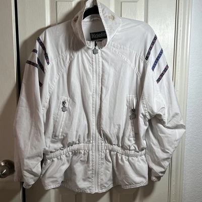 Vintage Kaelin Women’s Size Medium White Windbreaker Track Full-Zip Lined - Image 1 of 4