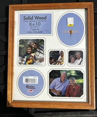 New•Solid Wood 8x10 Family Collage Photo Frame•7 Spaces•Retro 80s Vintage - Image 1 of 4