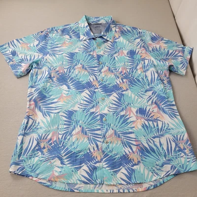 IZOD Shirt Mens Size XL Saltwater Blue Floral Hawaiian Button-Down Relaxed - Image 1 of 4