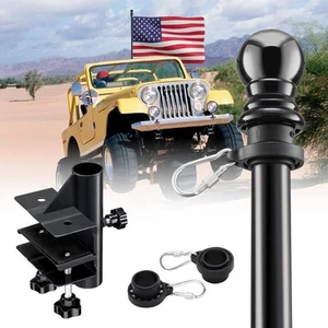 Truck Flag Pole with Mount for Truck Bed, 5ft Heavy Duty Metal Flagpole, Blac... - Picture 1 of 7