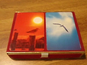 Paquete de 2 mazos - cartas vintage del Congreso - gaviotas en estuche rojo flocado - Imagen 1 de 6