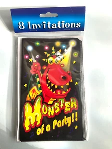 Monster Invitations Kids Birthday Party Invites 8ct - Picture 1 of 2