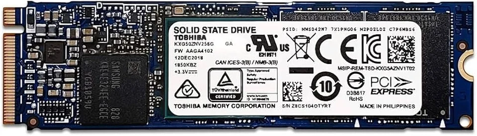 Toshiba KXG50ZNV256G XG5 NVMe SSD SSM  256 GB M.2 2280 - Bild 1 von 1