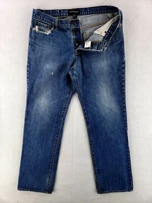 Jeans Club Monaco 36x33 Azul Pierna Recta Botón Mosca Retro Desteñido Envejecido Años 90 Foto 1 de 4