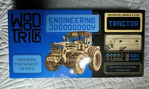 Wood Trick Tractor Wooden 3d Model Kit Puzzle Modern Machinery Series 401pc Gift - Picture 1 of 4