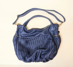 Deux Lux Handtasche blau Korbgeflecht veganes Leder NEU mit Tasche - Bild 1 von 4