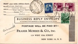 Italien 4 Briefmarken gebraucht auf GESCHÄFTSANTWORT Brief nach USA - Bild 1 von 1