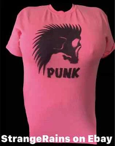 Hand Stenciled Distressed Shirt Unisex T-Shirt Gr. (Med) Punk Rock - PINK - Bild 1 von 1