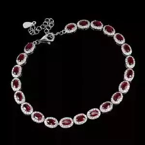 Sterling Silver Bracelet Ruby Genuine Natural Mined Gems 7 1/2 to 9 1/2 Inch - Picture 1 of 24