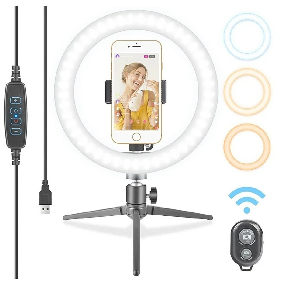 10" LED Ring Light, LED Dimmable Ring Light with Aluminum Tripod Stand & Phone.. - Image 1 of 4