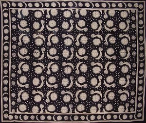Cotton Celestial Sun Moon Star Bedspread Bed sheet Queen Black White - Picture 1 of 2