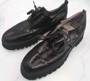 Tenis gruesos de cuero con patrón animal Lara Hampton UK8 EU41 US10 zapatos de plataforma - Imagen 1 de 19