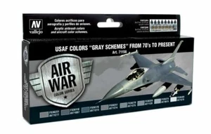 Vallejo VAL71156 USAF COLORS GRAY SCHEMES FROM 70'S TO PRESENT Paint Set New - Picture 1 of 1