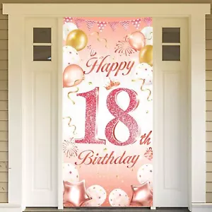 Rose Gold 18th Birthday Party Decoration for Girl Rose Gold 18th Birthday Ban... - Picture 1 of 8