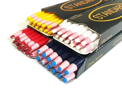 Wax China Marker Pencils Pack Of 12 Peel-Off Chinagraph Wrapped Box 4 Colours