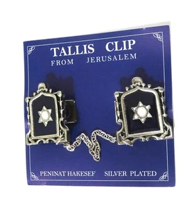 Silver Plated Blue Enamel Magen Star Of David Tallit Tallis clips clip - Picture 1 of 3