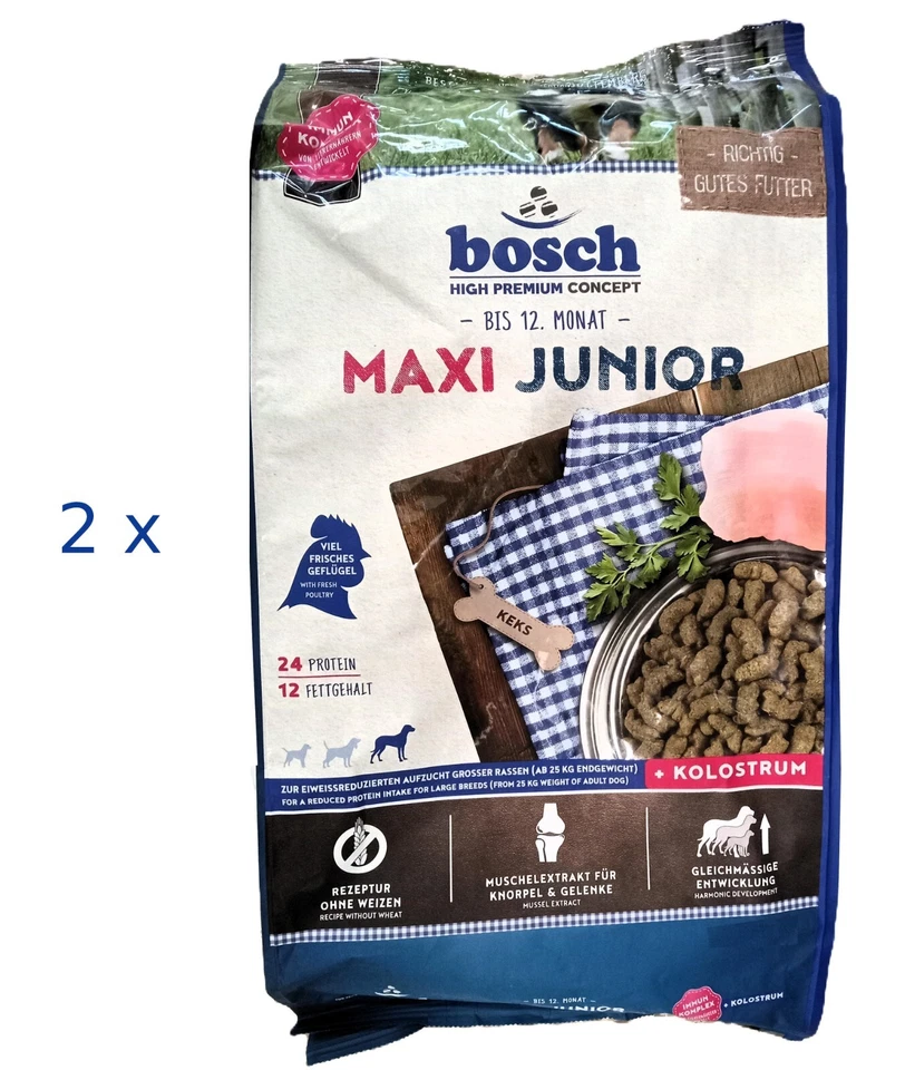 2 x 15 kg Bosch Maxi Junior (€2,67/kg) Futter für Welpen großer Hunde (L, XL) - Bild 1 von 1