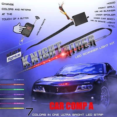 7 Color 48 LED RGB Knight Rider Scanner Flash Car Strobe Light Kit Strip 22 Inch - Image 1 of 4