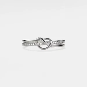 Double Band Heart Knot Stacking Ring in 925 Sterling Silver - Picture 1 of 3