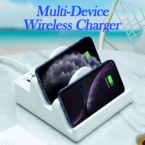 Estación de carga inalámbrica USB+Qi de 6 puertos 80 W para iPhone/Samsung - PD/QC rápido NUEVO - Imagen 1 de 12