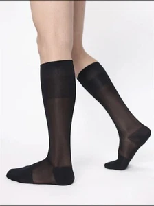 1 P mi bas nylon transparente socks sheer noir V09 T-41/44 pointe talon renforcé - Imagen 1 de 12
