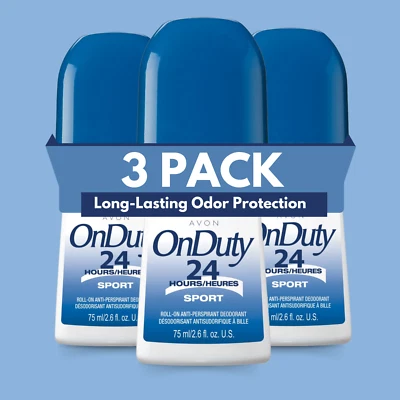 Desodorante antitranspirante enrollable Avon On Duty Sport 24 horas, - 2,6 fl oz (paquete de 3) Foto 1 de 4