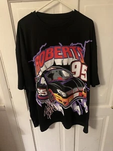 VINTAGE Nascar Shirt Men Small Black Tristan Roberts #95 Auto Racing Graphic Tee - Picture 1 of 3