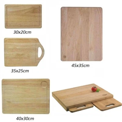 WOODEN CHOPPING BOARDS MEAT BREAD PASTRY CUTTING HEVEA WOOD BOARD KITCHEN 4 SIZE - Image 1 of 4