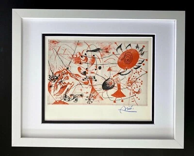 JOAN MIRO 1971 BEAUTIFUL SIGNED PRINT MATTED 11 X 14 + BUY IT NOW!! LIST $695! - image 1 of 3