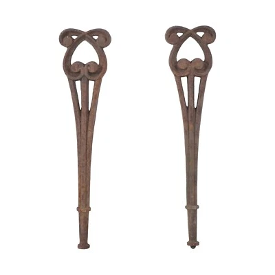 Pair of Antique Art Nouveau Cast Iron Railing Baluster Upright Posts - Image 1 of 4