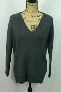 Suéter tejido de gran tamaño ATHLETA S extra fino mezcla merino gris cuello en V - Imagen 1 de 7