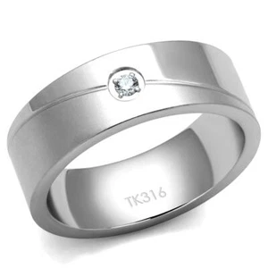 Mens Spinner Ring Band Silver 8 mm Band Stainless Steel No Stone - Picture 1 of 5