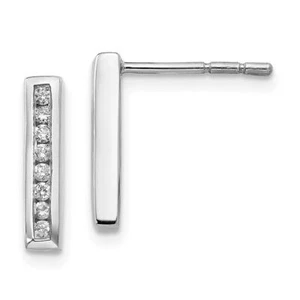 925 Sterling Silver Diamond Post Dangle Line Stud Earrings - Picture 1 of 4