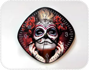 Catrina Calavera Sugar Skull Wall Clock - Mexican Art Decor Gift - Picture 1 of 3