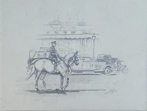 Michael Lyne 1912–1989 - Pencil With Gouache - ‘Soldier On A Horse’ - Signed - Picture 1 of 15