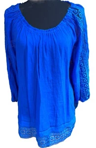 Zac Rachel blusa donna taglie forti 2X blu floreale pizzo uncinetto comoda - Foto 1 di 11