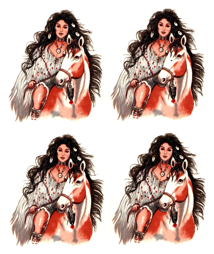 Calcomanías de cerámica mujer nativa americana caballo 1 7/8 pulgadas Foto 1 de 1