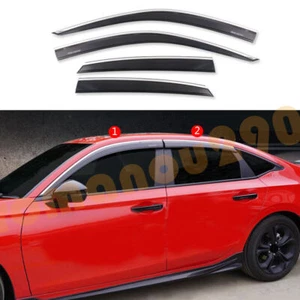 Para Honda Civic 2022-2024 viseras de ventana protector solar deflector con borde cromado - Imagen 1 de 8