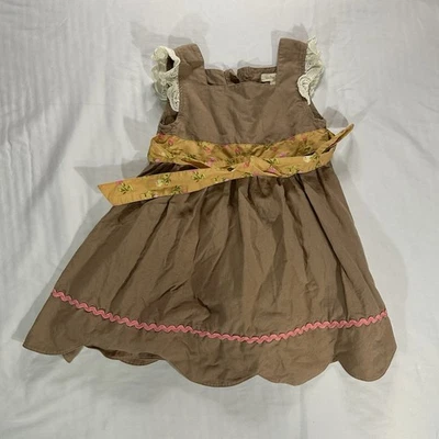 Vestido Matilda Jane Niñas 4T Marrón Manga Volantes Atado Primavera Verano Foto 1 de 4