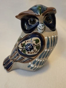 Tonala Owl Figurine Mexico Pottery Mexican Folk Art Hand Decorated 5" - Picture 1 of 6
